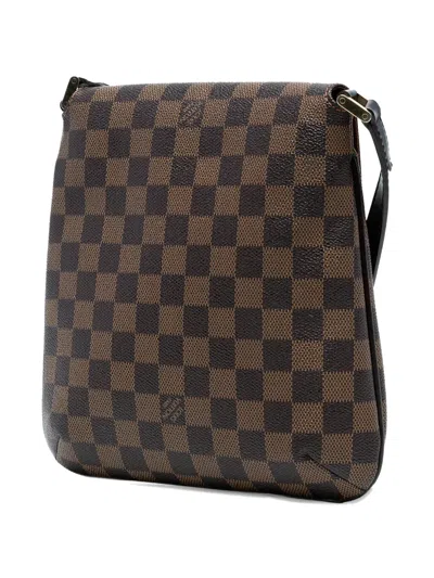 Pre-owned Louis Vuitton 2005 Damier Ebene Musette Salsa Long Strap Crossbody Bag In Brown