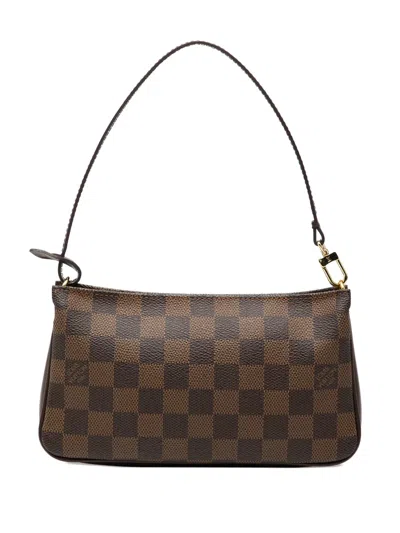 Pre-owned Louis Vuitton 2005 Damier Ebene Navona Shoulder Bag In Brown