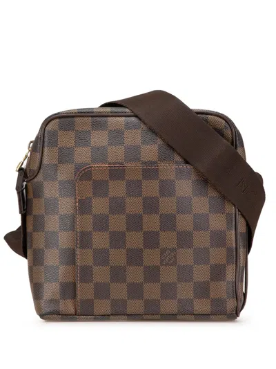 Pre-owned Louis Vuitton 2005 Damier Ebene Olav Pm Crossbody Bag In Brown