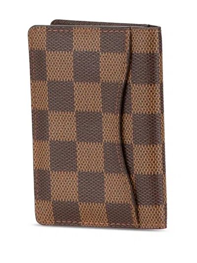 Pre-owned Louis Vuitton 2005 Damier Ebene Pocket Organizer Card Holder In Brown