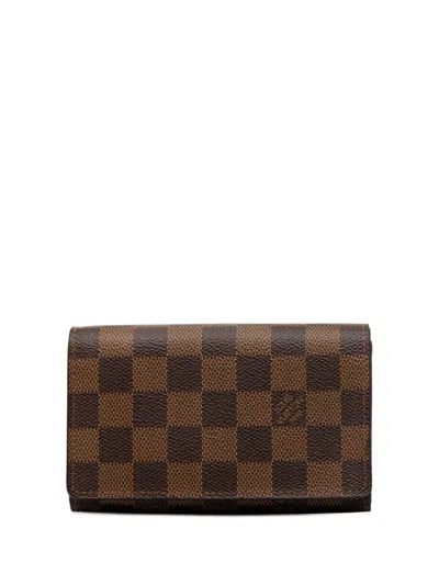 Pre-owned Louis Vuitton 2005 Damier Ebene Porte Monnaie Billets Tresor Wallet Long Wallets In Brown
