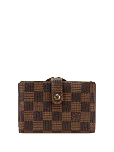 Pre-owned Louis Vuitton 2005 Damier Ebene Porte Monnaie Billets Viennois Small Wallets In Brown
