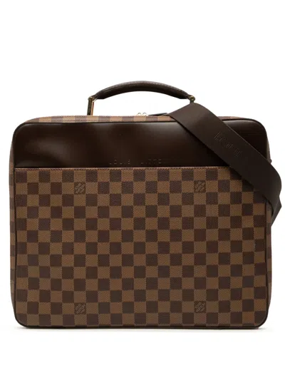 Pre-owned Louis Vuitton 2005 Damier Ebene Porte Ordinateur Sabana Business Bag In Brown