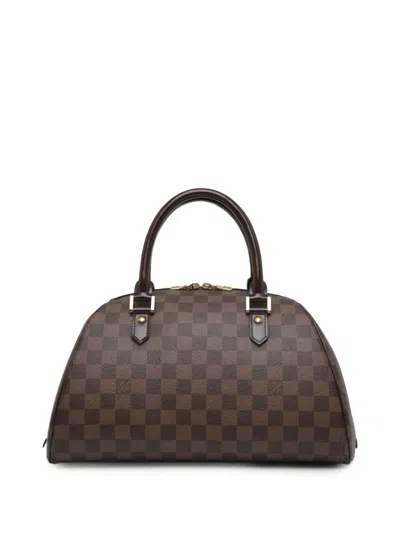 Pre-owned Louis Vuitton 2005 Damier Ebene Ribera Mm Handbag In Brown