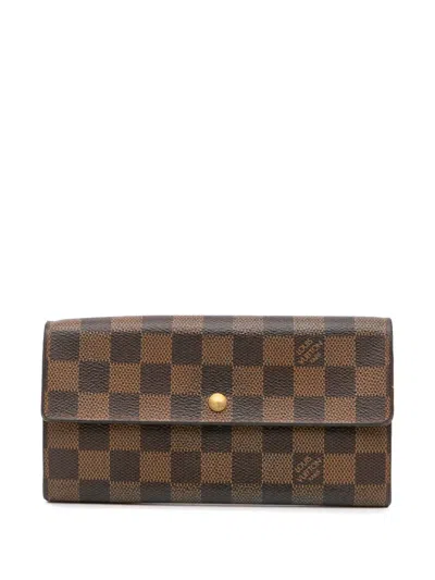 Pre-owned Louis Vuitton 2005 Damier Ebene Sarah Wallet Long Wallets