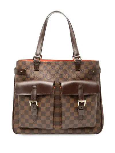 Pre-owned Louis Vuitton 2005 Damier Ebene Uzes Tote Bag In Brown