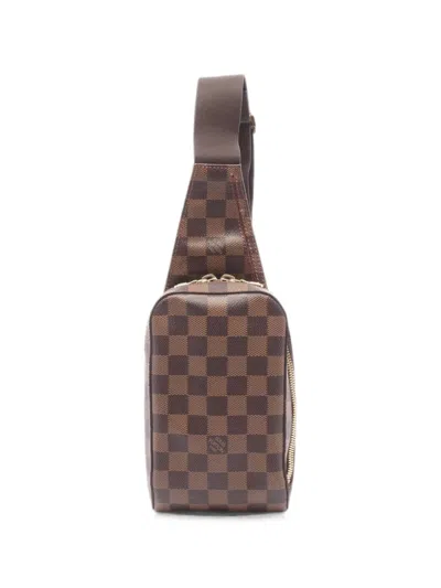 Pre-owned Louis Vuitton 2005 Geronimos Damier Ebene Belt Bag In Brown
