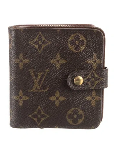 Pre-owned Louis Vuitton 2005 Lv Monogram Compact Wallet In Brown