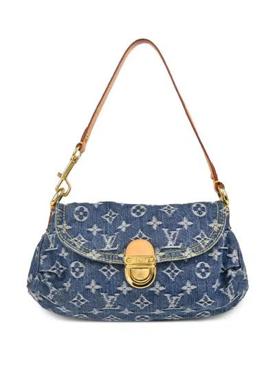 Pre-owned Louis Vuitton 2005 Mini Monogram Denim Pleaty Tote Bag