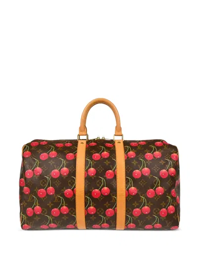 Pre-owned Louis Vuitton 2005 Monogram Cherry Keepall 45 Duffle Handbag In Brown
