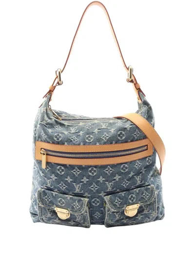 Pre-owned Louis Vuitton 2005 Monogram Denim Baggy Gm Shoulder Bag In Blue