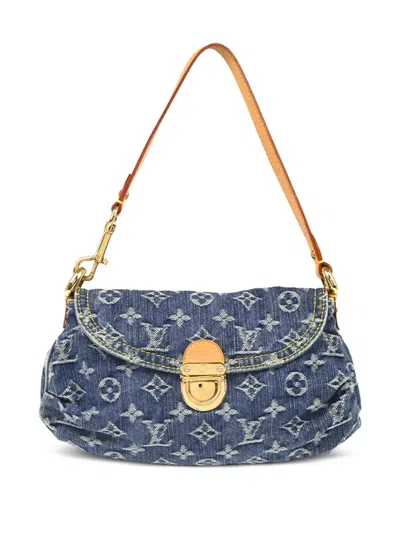 Pre-owned Louis Vuitton 2005 Monogram Denim Pleaty Handbag In Blue