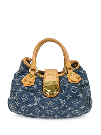 Louis Vuitton 2005 Monogram Denim Pleaty Handbag In Blue