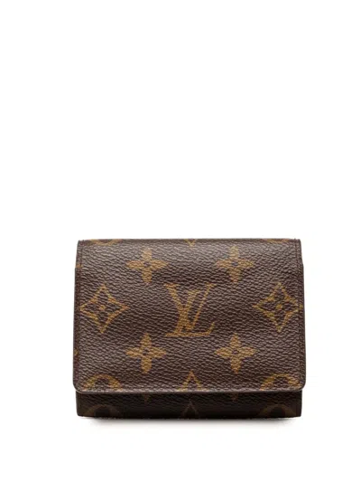 Pre-owned Louis Vuitton 2005 Monogram Envelope Business Card Holder In Brown