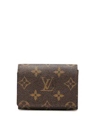Pre-owned Louis Vuitton 2005 Monogram Envelope Carte De Visite Card Holder In Brown