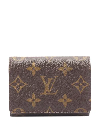 Pre-owned Louis Vuitton 2005 Monogram Enveloppe Carte De Visite Card Holder In Brown