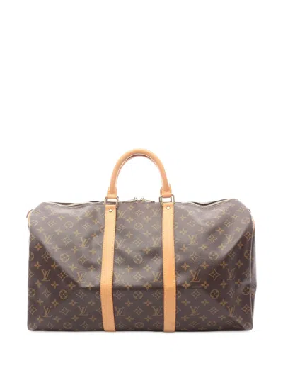 Pre-owned Louis Vuitton 2005 Monogram Keepall 50 Travel Bag In Brown