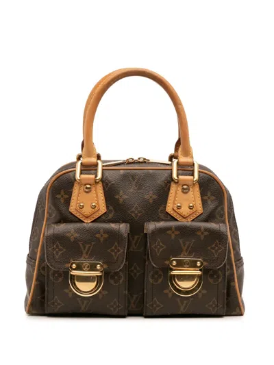 Pre-owned Louis Vuitton 2005 Monogram Manhattan Pm Handbag In Brown