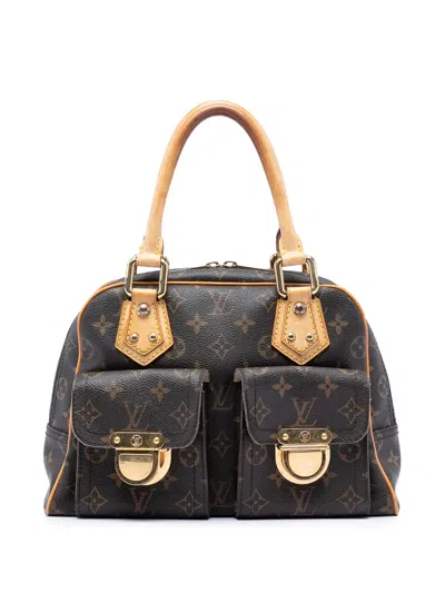 Pre-owned Louis Vuitton 2005 Monogram Manhattan Pm Handbag In Brown