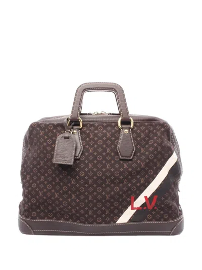 Pre-owned Louis Vuitton 2005 Monogram Mini Lin Initiales Isfahan Travel Bag In Brown