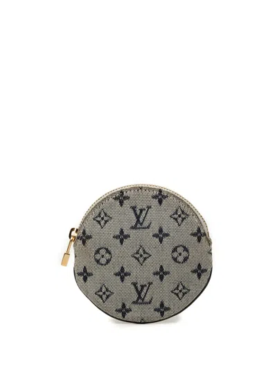 Pre-owned Louis Vuitton 2005 Monogram Mini Lin Round Purse Coin Pouch In Grey