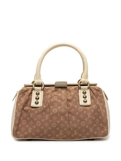Pre-owned Louis Vuitton 2005 Monogram Mini Lin Trapeze Pm Handbag In Brown