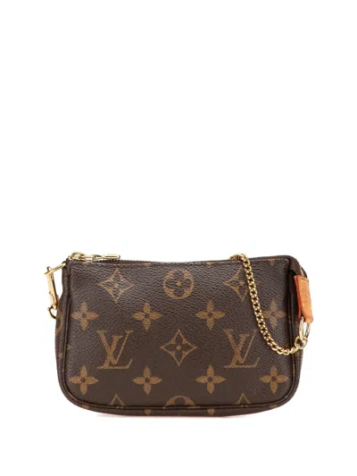 Pre-owned Louis Vuitton 2005 Monogram Mini Pochette Accessoires Handbag In Brown