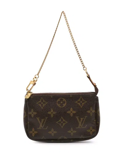 Pre-owned Louis Vuitton 2005 Monogram Mini Pochette Accessoires Handbag In Brown