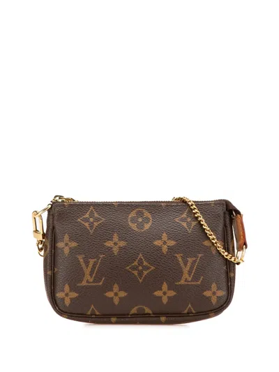 Pre-owned Louis Vuitton 2005 Monogram Mini Pochette Accessoires Handbag In Brown