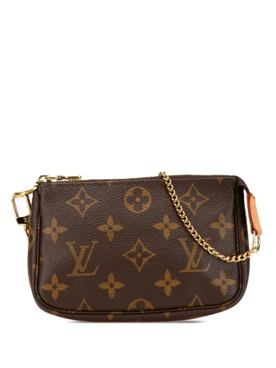 Pre-owned Louis Vuitton 2005 Monogram Mini Pochette Accessoires Handbag In Brown