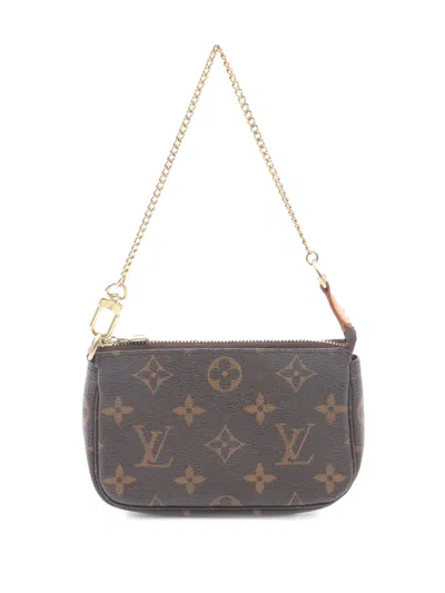 Pre-owned Louis Vuitton 2005 Monogram Mini Pochette Accessoires Handbag In Brown