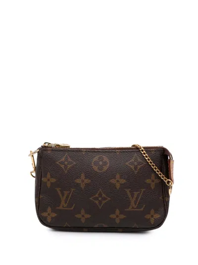 Pre-owned Louis Vuitton 2005 Monogram Mini Pochette Accessoires Handbag In Brown