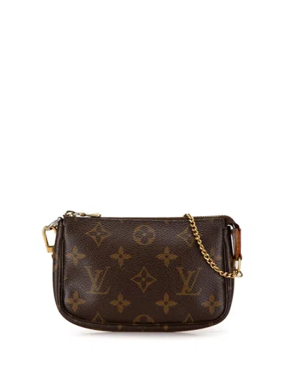 Pre-owned Louis Vuitton 2005 Monogram Mini Pochette Accessoires Handbag In Brown