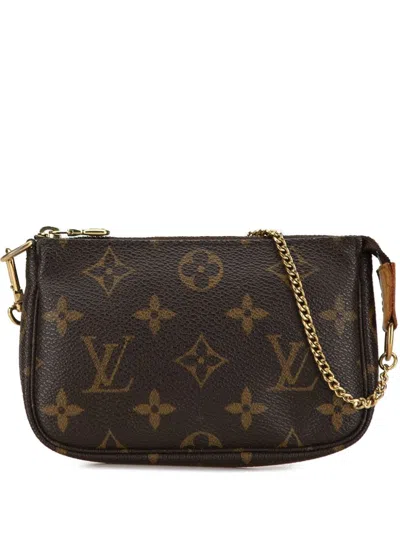 Pre-owned Louis Vuitton 2005 Monogram Mini Pochette Accessoires Handbag In Brown