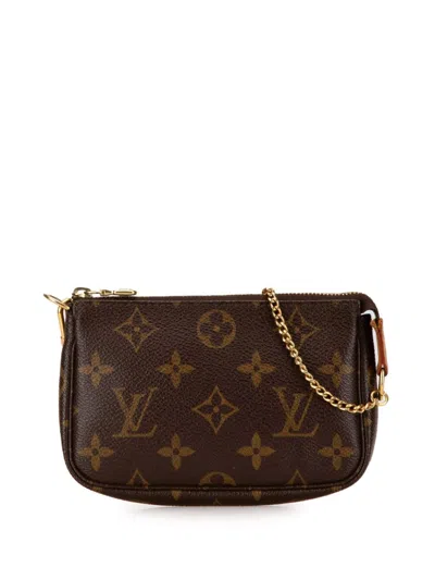 Pre-owned Louis Vuitton 2005 Monogram Mini Pochette Accessoires Handbag In Brown