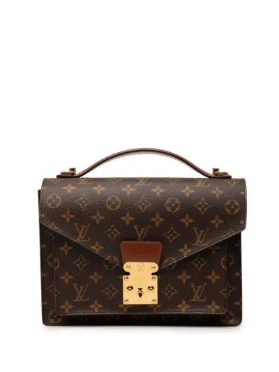 Pre-owned Louis Vuitton 2005 Monogram Monceau 28 Satchel In Brown