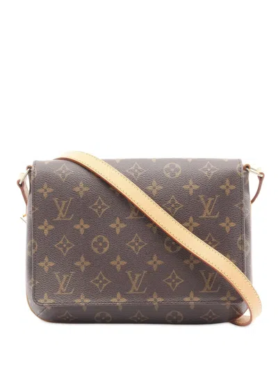 Pre-owned Louis Vuitton 2005 Monogram Musette Tango Long Strap Crossbody Bag In Brown