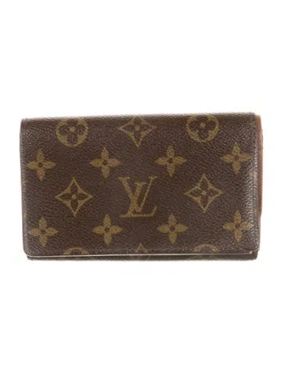 Pre-owned Louis Vuitton 2005 Monogram Pattern Porte-monnaie Tresor Wallet In Brown