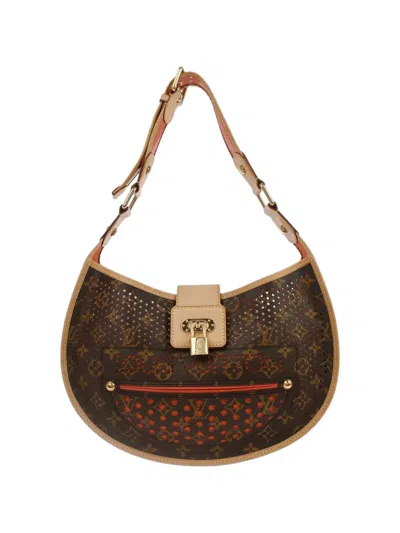 Pre-owned Louis Vuitton 2005 Monogram Perfo Demi-lune Shoulder Bag In Brown