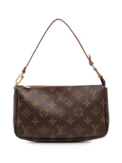 Pre-owned Louis Vuitton 2005 Monogram Pochette Accessoires Shoulder Bag In Brown