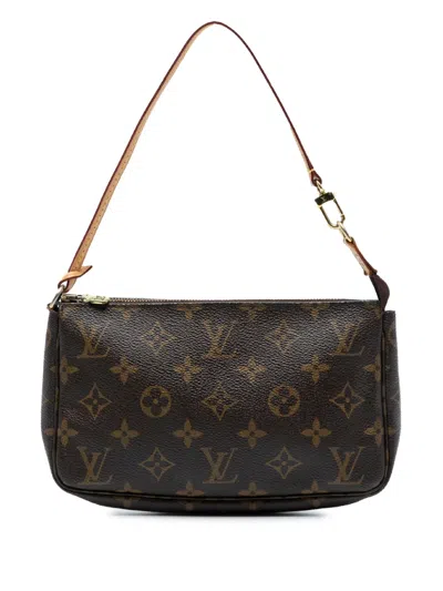 Pre-owned Louis Vuitton 2005 Monogram Pochette Accessoires Shoulder Bag In Brown