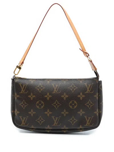 Pre-owned Louis Vuitton 2005 Monogram Pochette Accessoires Shoulder Bag In Brown