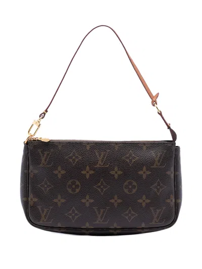 Pre-owned Louis Vuitton 2005 Monogram Pochette Accessoires Shoulder Bag In Brown