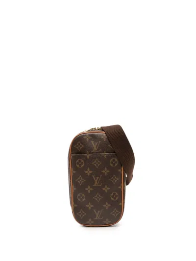 Pre-owned Louis Vuitton 2005 Monogram Pochette Gange Crossbody Bag In Brown