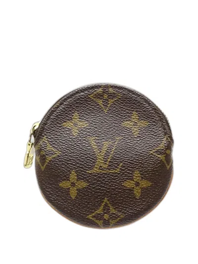 Pre-owned Louis Vuitton 2005 Monogram Porte Monnaie Round Purse Coin Pouch In Brown