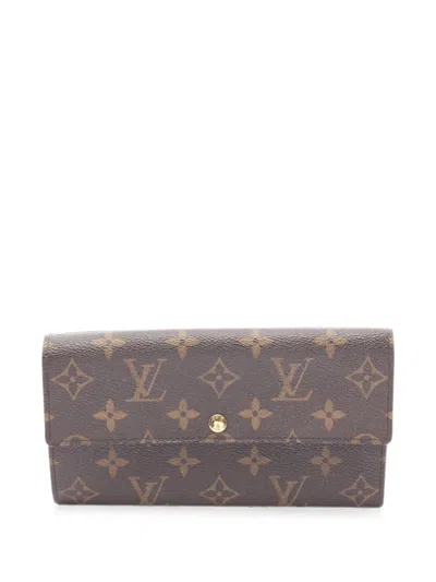 Pre-owned Louis Vuitton 2005 Monogram Porto Monnaie Credit Wallet In Brown