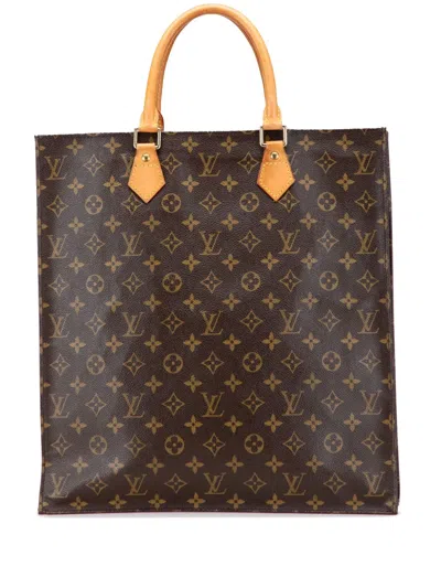 Pre-owned Louis Vuitton 2005 Monogram Sac Plat Tote Bag In Brown