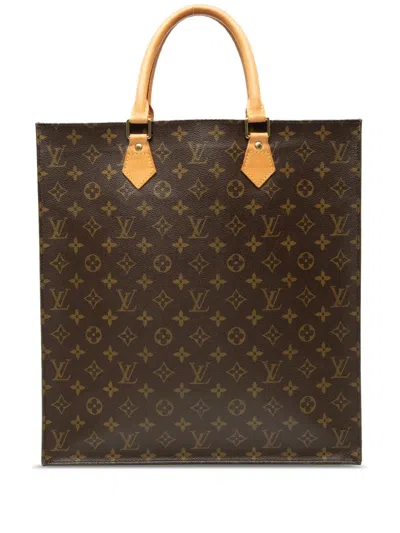 Pre-owned Louis Vuitton 2005 Monogram Sac Plat Tote Bag In Brown