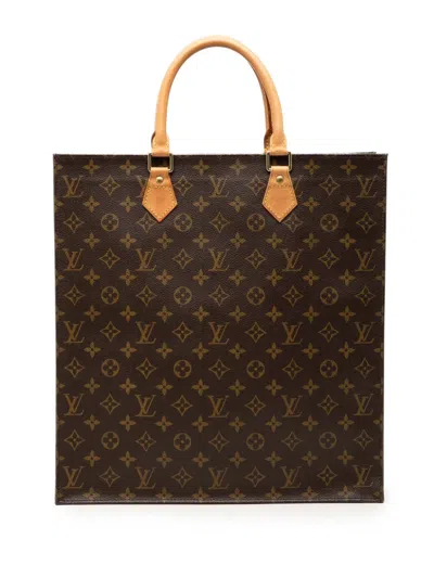 Pre-owned Louis Vuitton 2005 Monogram Sac Plat Tote Bag In Brown