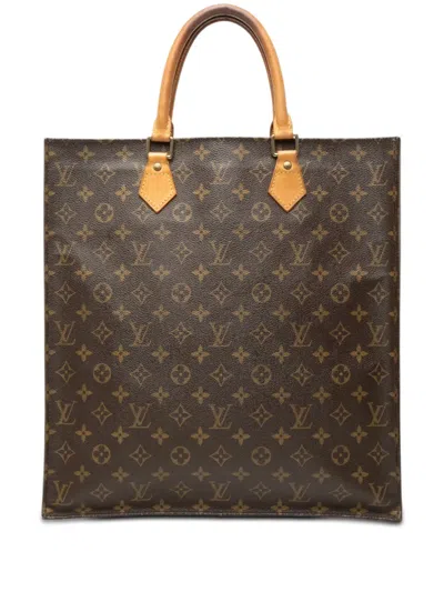 Pre-owned Louis Vuitton 2005 Monogram Sac Plat Tote Bag In Brown